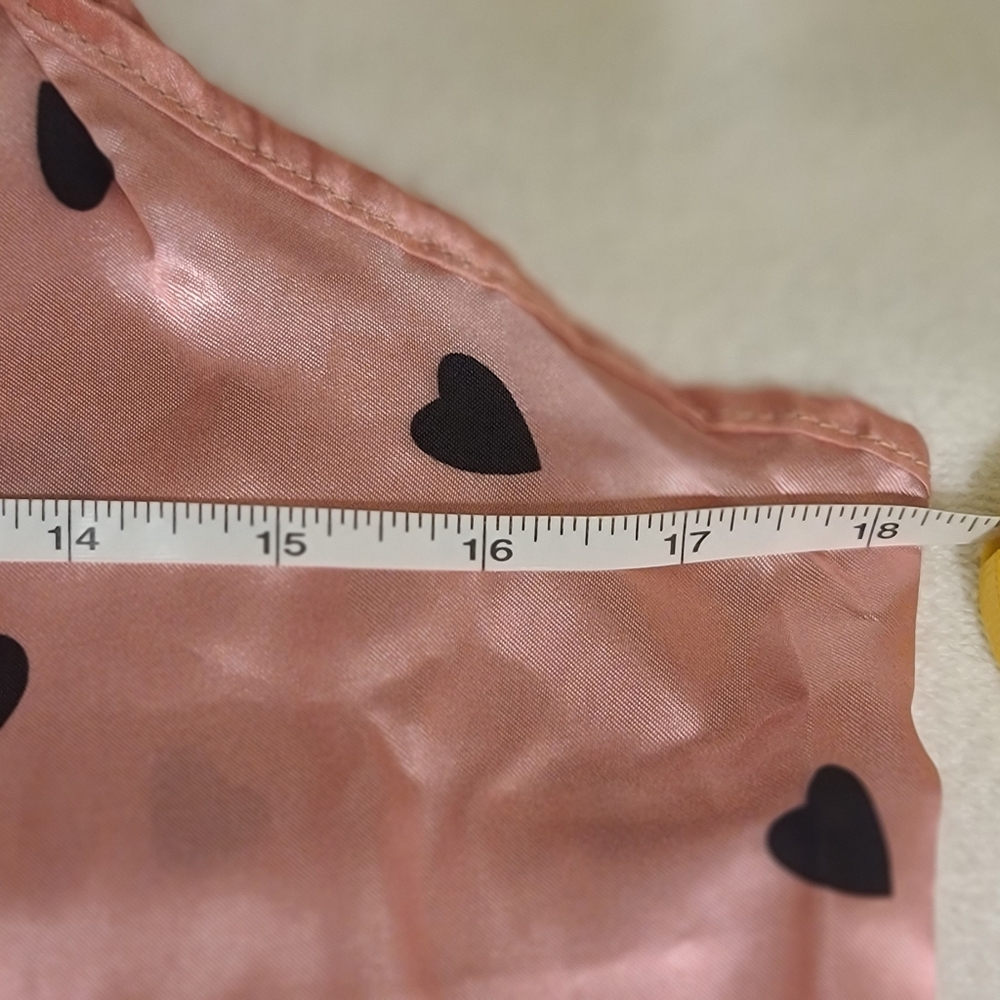 Pijama Pink Satin Cami&Short PJ Set With Black Hearts Size Small/Medium Approx. - Picture 12 of 16